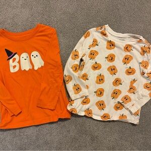 Cat & Jack Orange Ghost Tee & Cream Pumpkin Print Long-Sleeves